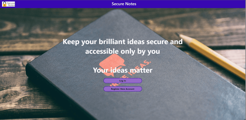 Secure Notes Homepage